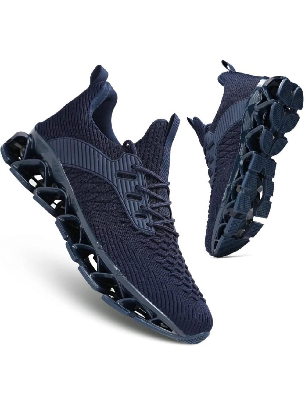 Men's Dark Blue Comfort Non Slip Blade Athletic Trainer Slip on Sneaker Shoes
